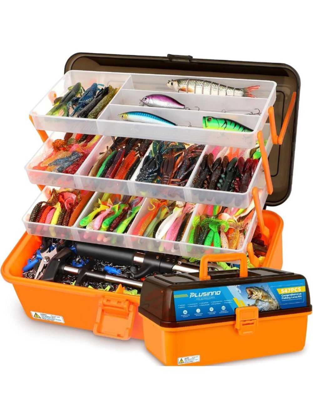 Large 12X 4-Layer Fishing Tackle Box Kit - 547 Pcs for Anglers & Outdoor Fun